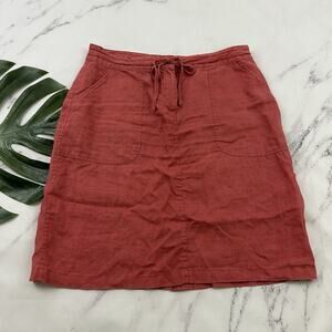 Jump Linen Womens Drawstring Skirt Size 12 Pink Pockets Knee Length